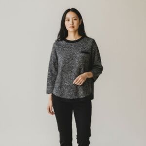 Madewell Black/Gray Wool Blend Back Zip Sweater Size XS